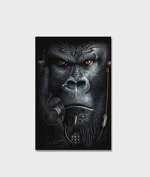 Stoere Gorilla met Sigaren Canvas Schilderij - Unieke Muurdecoratie