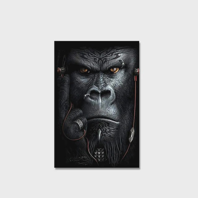 Stoere Gorilla met Sigaren Canvas Schilderij - Unieke Muurdecoratie