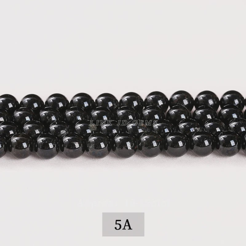 Natuurlijke Zwarte Toermalijn Kralen Rond Losse Spacer Edelsteen - 4-12mm voor Sieraden Maken