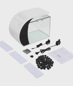Moderne Glazen Aquarium Set met LED Verlichting en Filterpomp - 19L