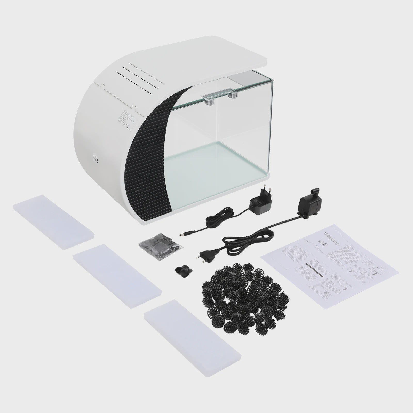 Moderne Glazen Aquarium Set met LED Verlichting en Filterpomp - 19L