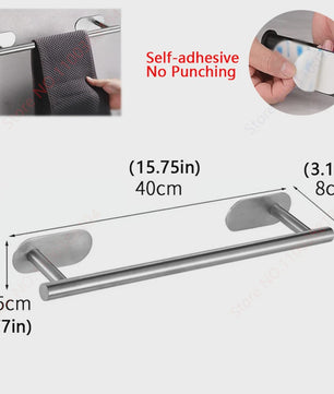 Set Badkamer Accessoires: Handdoekrek, Toiletrolhouder, Haak & Ring - Zwart