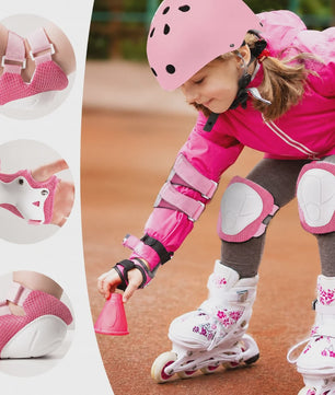 Kinder Helm & Beschermers Set Roze - Verstelbaar voor Fiets, Skateboard, Scooter
