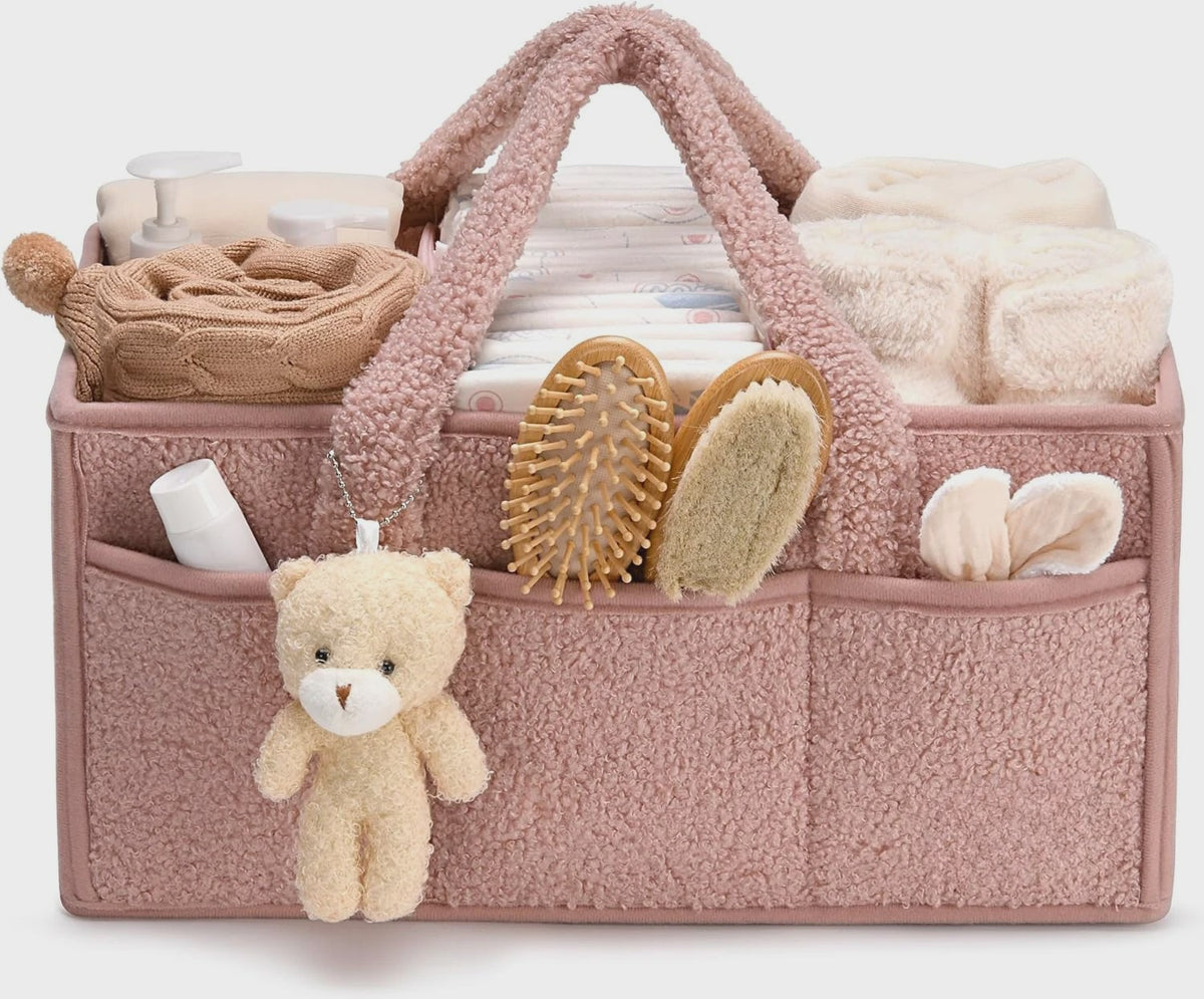 Luxe Baby Luiertas Organizer met Knuffelbeer - Opbergmand voor Commode & Luiers