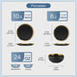 LOVECASA 12/24-delig Servies Set - Porselein met Gouden Rand - Dinerborden & Kommetjes