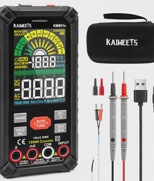 KAIWEETS KM601S/KM602 Digitale Multimeter: Smart & Manual, True-RMS, 10000/6000 Counts, Zaklamp
