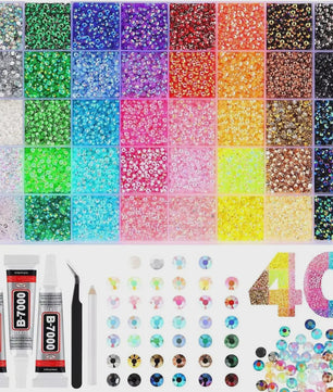 40 Kleuren Strass Steentjes Set 3mm - DIY Versier Kit voor Kleding, Nagels & Decoratie