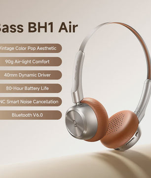 Baseus BH1 Air Draadloze Koptelefoon - Lichtgewicht (90g), 80 uur batterij, Bluetooth 6.0, ENC Noise Cancellation