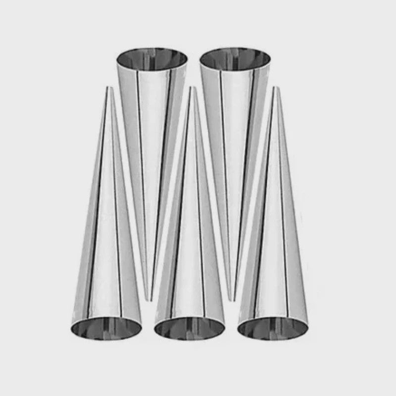 Set van 5 RVS Gebak Hoorns - Voor Croissants, Gebak & Dessert