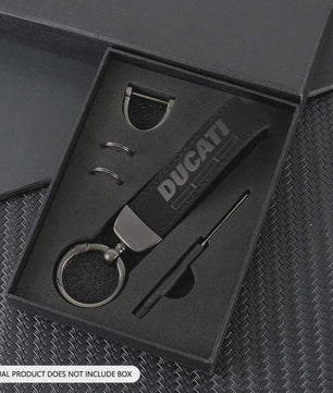 Luxe Suede Sleutelhangerhouder met Ducati Logo - Perfect Cadeau