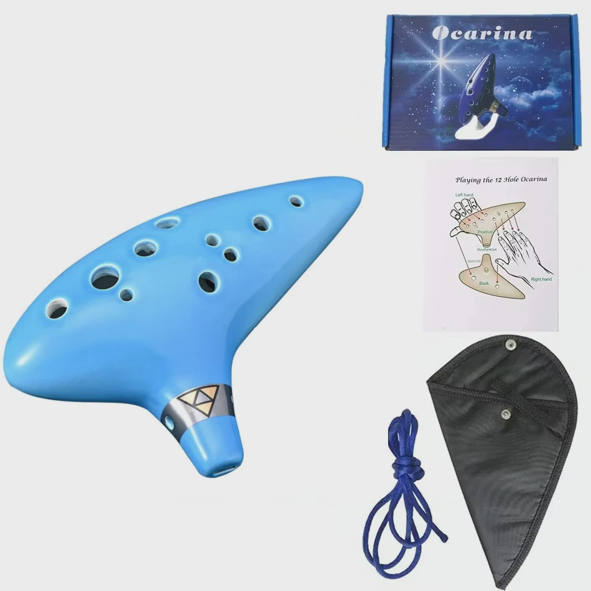 Professionele Keramische Ocarina in Alto C - 12 Tonen, Draagbaar Muziekinstrument met Accessoires