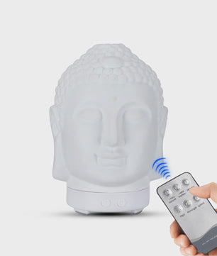 Buddha Hoofd Aroma Diffuser met Nachtlampje - 100ml Etherische Olie Verstuiver