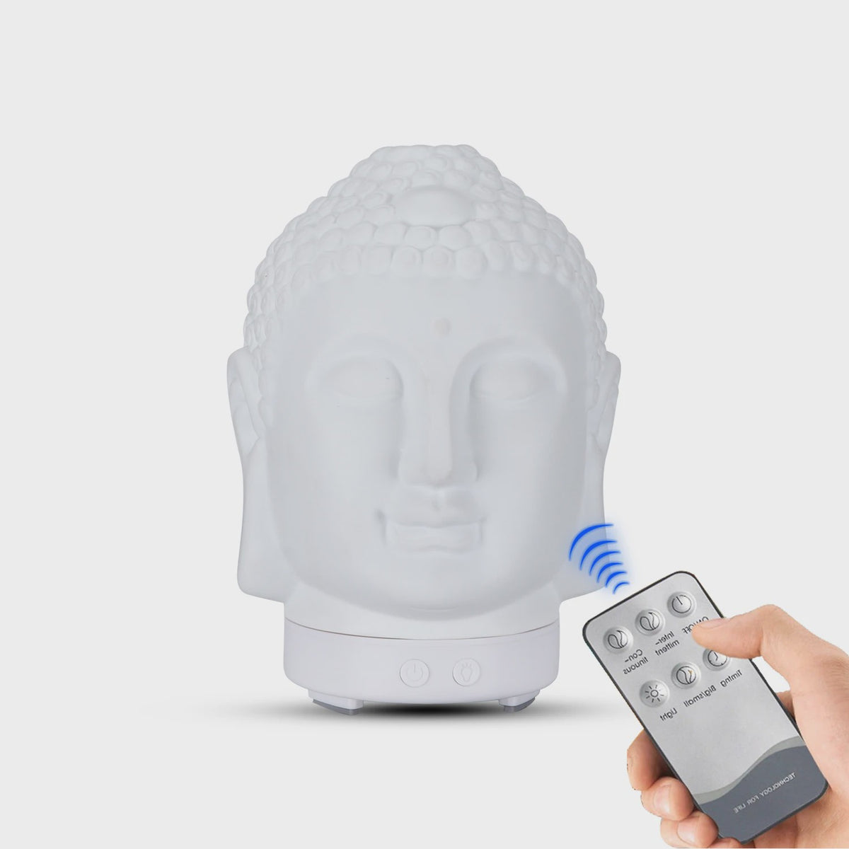 Buddha Hoofd Aroma Diffuser met Nachtlampje - 100ml Etherische Olie Verstuiver