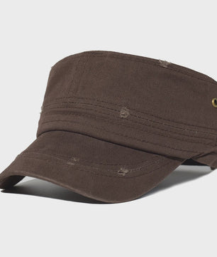 Vintage Washed Cotton Pet Cap - Stijlvolle Platte Pet voor Heren en Dames