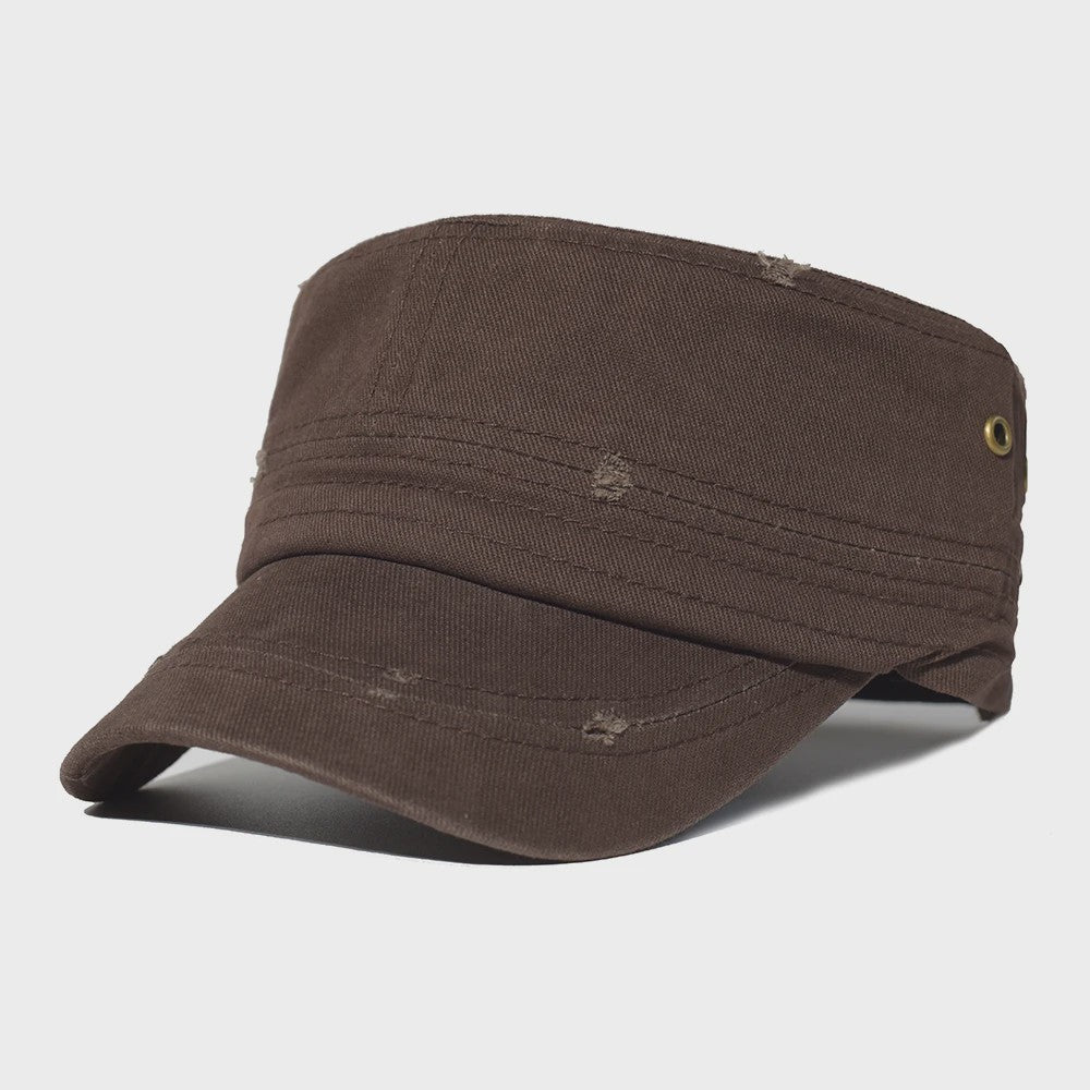 Vintage Washed Cotton Pet Cap - Stijlvolle Platte Pet voor Heren en Dames