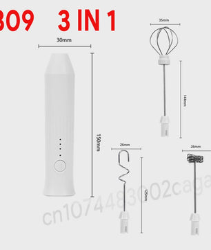 Draadloze Elektrische Melkopschuimer & Eierklopper met Type-C Opladen - 3 Snelheden