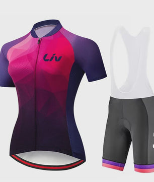 LIV Dames Fietsset Zomer - Korte Mouwen Jersey & Bibshort - Sneldrogend