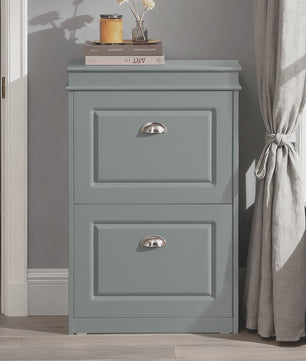 Stijlvolle Schoenenkast met 2 Klepkasten en 4 Opbergvakken - 54x83x24cm