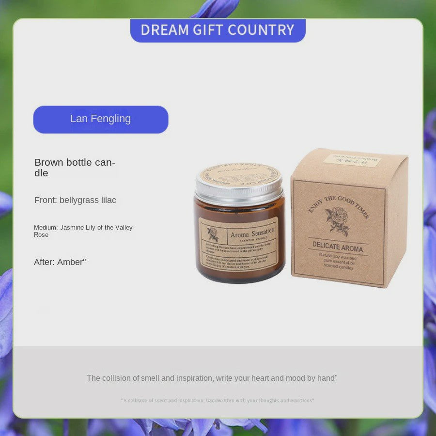 Aromatherapie Kaars in Bruine Glazen Pot - Geurkaars voor Ontspanning & Cadeau