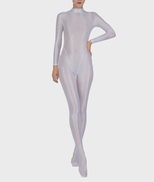 Dames Full Body Jumpsuit met Voetjes - Lange Mouwen, Strakke Sport Bodysuit voor Yoga & Gym