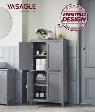 VASAGLE Hoge Kast met 4 Deuren - Stijlvolle Opbergoplossing voor Badkamer of Keuken (30x60x110 cm)