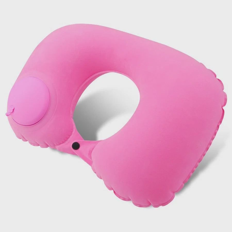 Opblaasbaar Nekkussen met Flocklaag - Compact en Zelfvullend voor Reizen