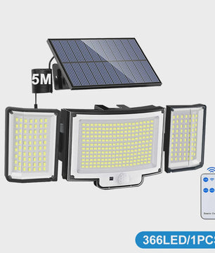 Krachtige Solar Buitenlamp met Bewegingssensor - 366 LED's, IP65 Waterdicht voor Tuin & Huis