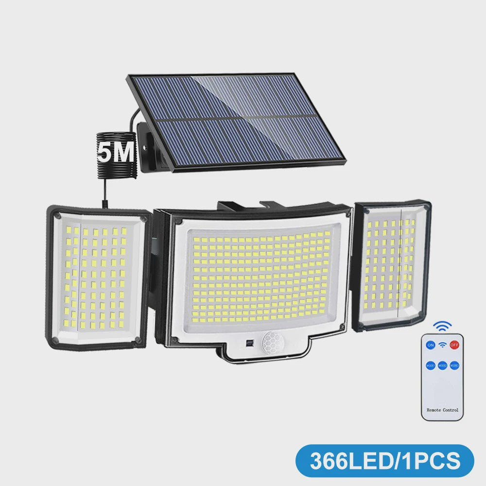 Krachtige Solar Buitenlamp met Bewegingssensor - 366 LED's, IP65 Waterdicht voor Tuin & Huis