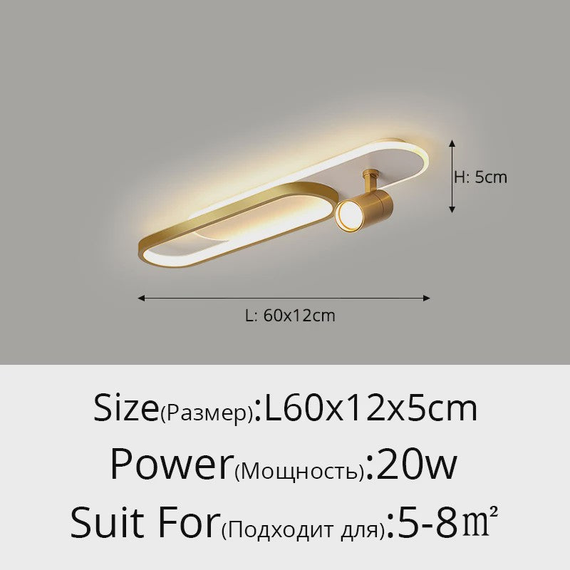 Moderne LED Plafondlamp met Spotlight - Zwart, Wit of Goud - Sfeervolle Verlichting voor Slaapkamer & Studiekamer