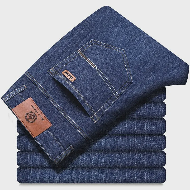 Heren Jeans | Zachte Denim Broek | Klassieke Pasvorm | Zwart & Blauw