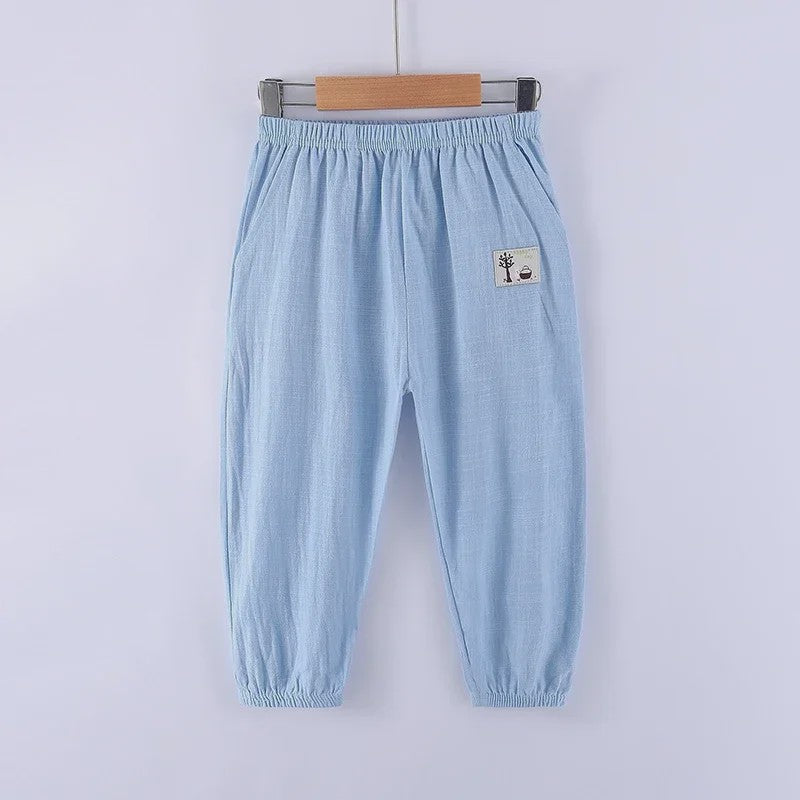 Linnen Kinderbroeken voor Jongens en Meisjes - Zomerse Lange Broek met Elastische Taille (100-160cm)