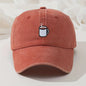 Retro Gewassen Baseball Cap met Koffiekopje Borduurwerk - Verstelbaar & Casual