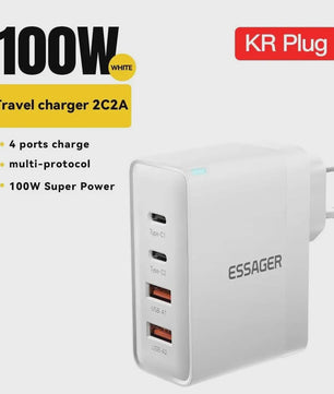 Essager 100W GaN Snellader USB-C PD QC 4.0 3.0 voor iPhone, Xiaomi, Macbook