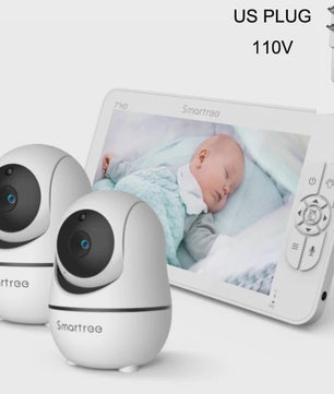 7" HD Babyfoon met 2 Camera's, Split Screen, Pan/Tilt/Zoom & 4000mAh Batterij