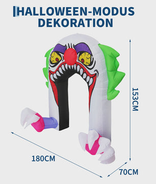 Opblaasbare Halloween Clown Poort 180cm met LED Verlichting - Tuindecoratie