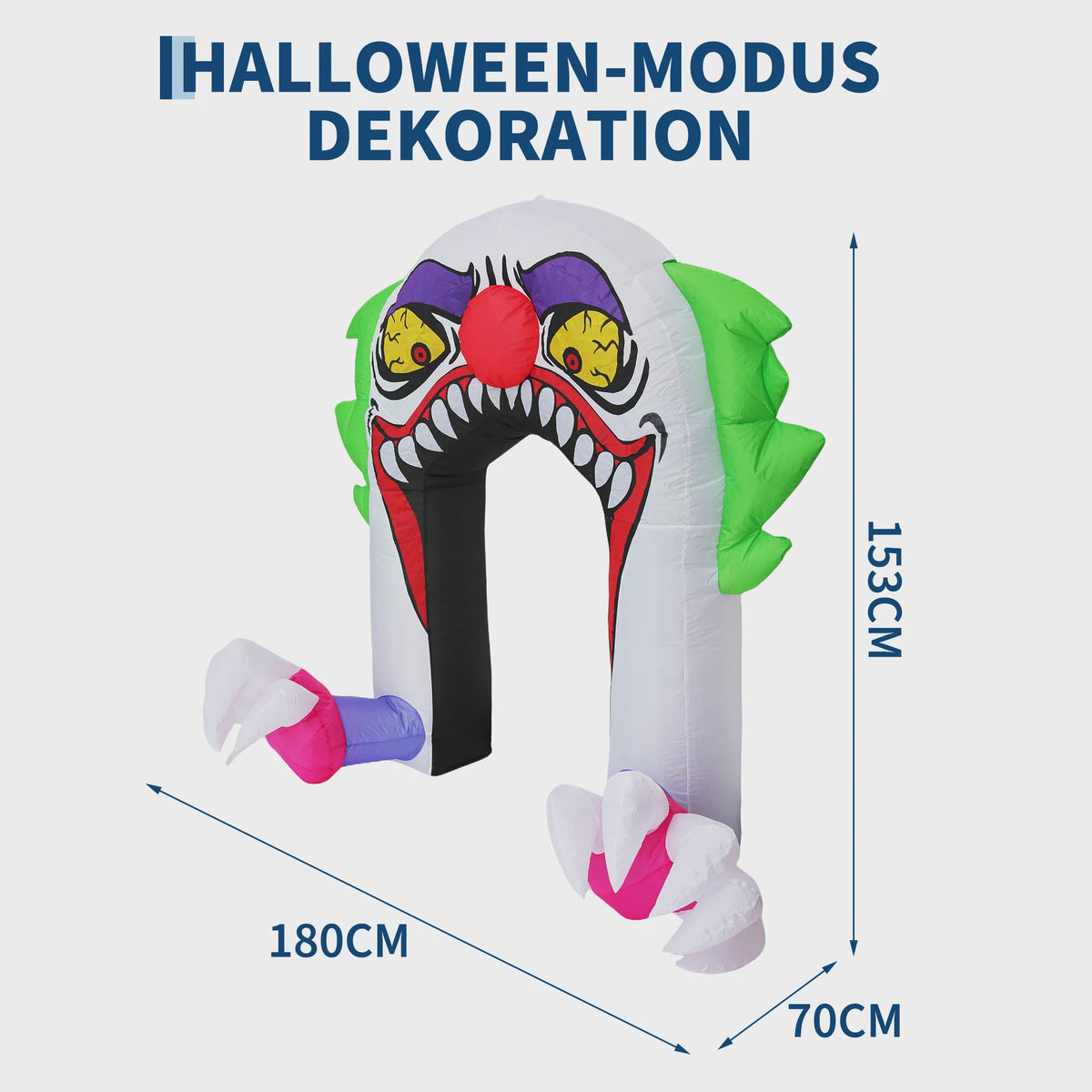 Opblaasbare Halloween Clown Poort 180cm met LED Verlichting - Tuindecoratie