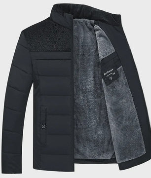 Warme Heren Puffer Jas met Pluche Voering en Opstaande Kraag - Winter Parka