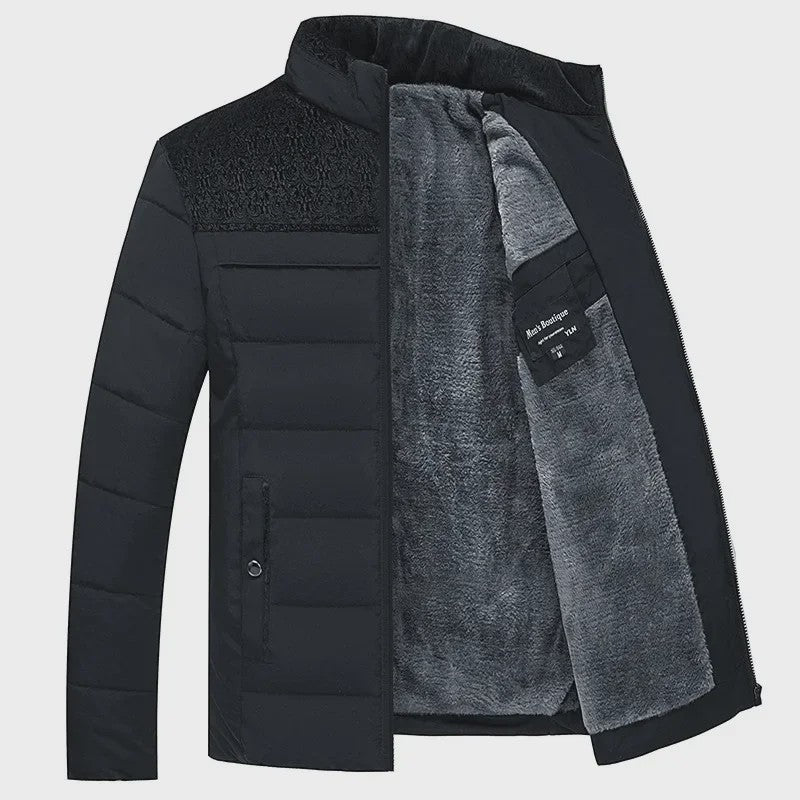 Warme Heren Puffer Jas met Pluche Voering en Opstaande Kraag - Winter Parka