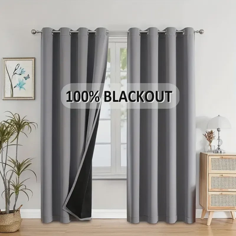 1paneel Massief 100% Verduisterende Gordijnen met Ringen - Totale Privacy voor Slaapkamer & Woonkamer