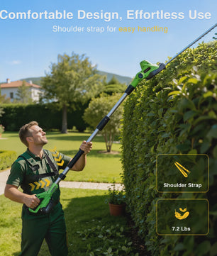 TaskStar Snoerloze Heggenschaar op Steel - 50cm Dubbelzijdig Mes, 2x 4000mAh Accu