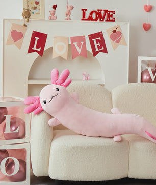 Glow-in-the-dark Axolotl Knuffelkussen 122cm - Magisch Pluche Kussen met Lichtgevende Oren, Cadeau voor Kinderen & Tieners