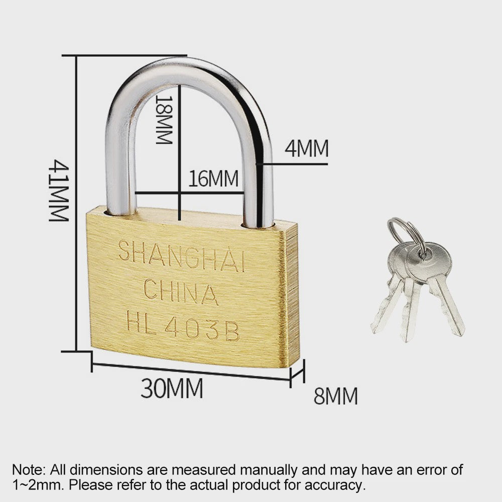 Messing Hangslot Set - Compacte Beveiliging voor Koffers, Kasten & Meer (20-50mm)