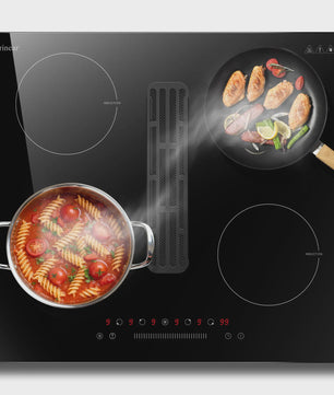 Karinear Inbouw Inductie Kookplaat met Afzuiging - 60cm, 6400W, 9 standen, Timer & Boost