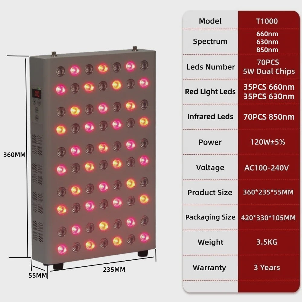 Professioneel Roodlichttherapie Paneel met Infrarood LED's voor Gezicht en Lichaam