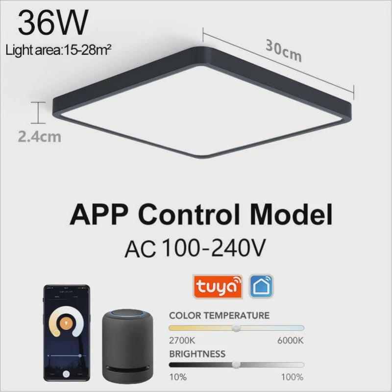Moderne Smart LED Plafondlamp 36W - Dimbare Verlichting met App & Spraakbesturing