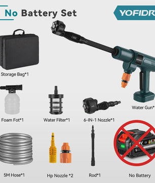 YOFIDRA 6-in-1 Hogedrukreiniger 200 Bar - Krachtige Borstelloze Waterstraal voor Auto & Tuin (Makita Accu Compatibel)