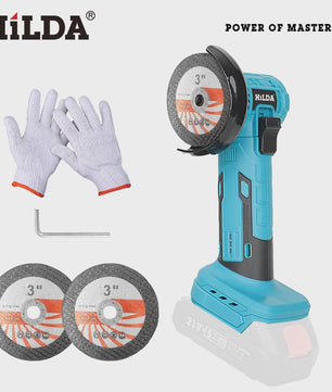 HILDA Mini Haakse Slijper 3 Inch - Draadloos, Borstelloos & Krachtig voor Hout, Keramiek & Metaal (21V)