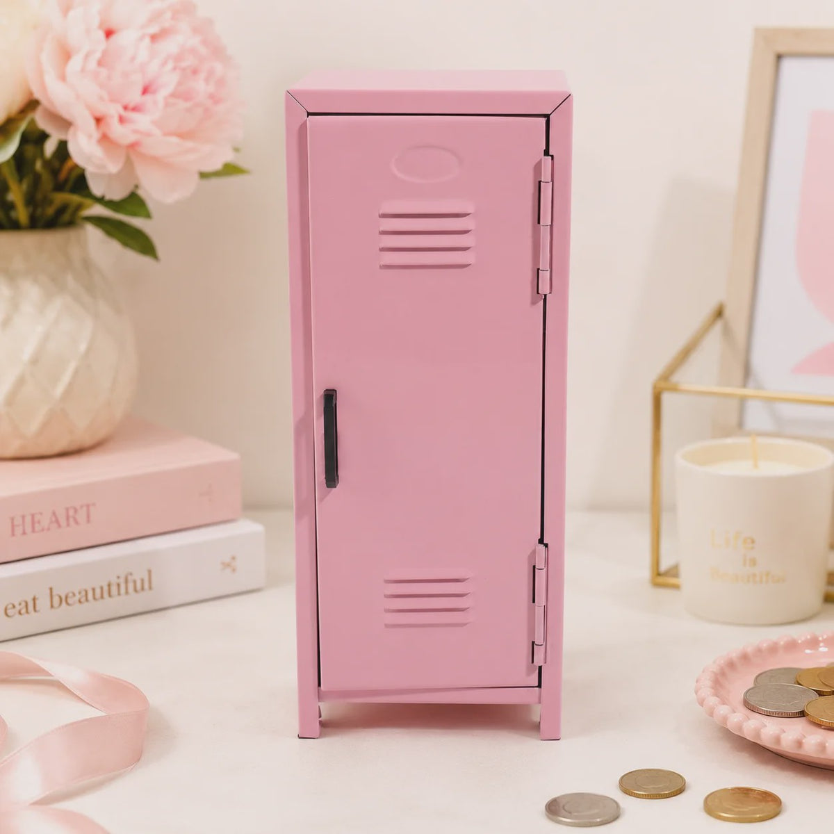 Metalen Kluis Spaarpot met Sleutelslot en Opbergvak - Decoratief en Functioneel