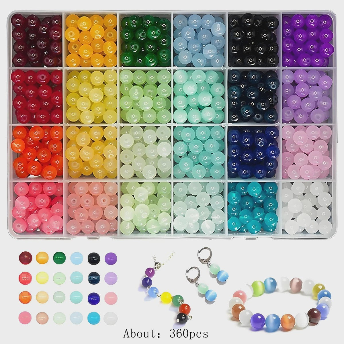 24 Kleuren 8mm Kristal Kralen Set voor Sieraden Maken - DIY Armbanden & Kettingen