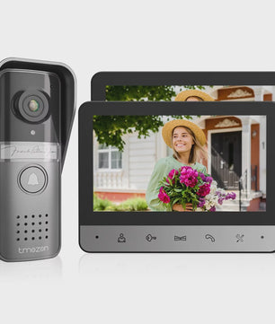 TMEZON 4-Draads Videofoon Intercom Systeem met 7-Inch Kleurendisplay en Deurbel